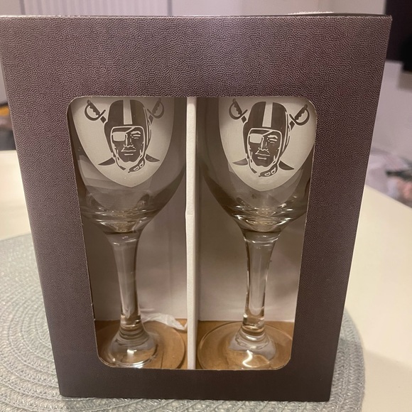 NFL Dining Raiders New Wine Glasses Nfl Football Team Logo Glasses